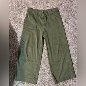 Olive Green Wide-Leg Pants